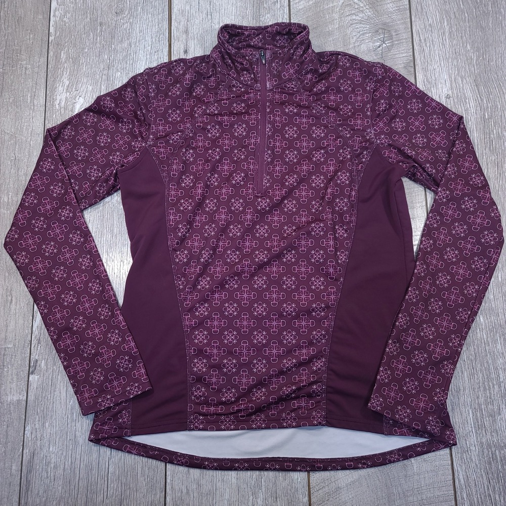 Kerrits Quarter Zip Top Women Medium Purple Bit Print Fleece Lined Long Sleeve